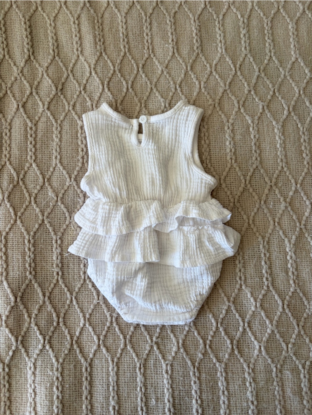 White Ruffled Baby Romper - Picture 3 of 4